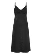 Button Through Slip Dress Knälång Klänning Black Calvin Klein Jeans