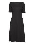 Stretch Cotton Midi Dress Knälång Klänning Black Lauren Ralph Lauren