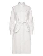 Belted Cotton Oxford Shirtdress Knälång Klänning White Polo Ralph Laur...