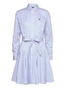 Striped Cotton Paneled Shirtdress Kort Klänning Blue Polo Ralph Lauren
