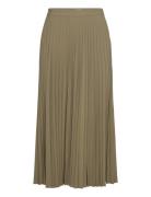 Pleated Long Skirt Knälång Kjol Green Mango