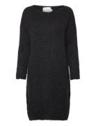 Kala Knit Dress Knälång Klänning Black Noella