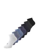 Jacbass Solid Short Socks 7 Pack Ankelstrumpor Korta Strumpor Blue Jac...