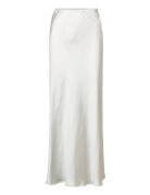 Satin Maxi Skirt Lång Kjol White Gina Tricot