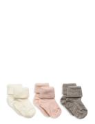 Mp Denmark Wool Rib Baby Socks - 3-Pack Brun