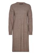 Vmphillis Ls O-Neck Slit Dress Ga Boo Knälång Klänning Brown Vero Moda