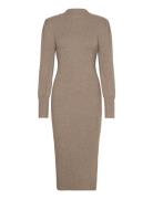 Onlkatia L/S Puff Long Slit Dress Ex Knt Knälång Klänning Beige ONLY