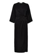 Slftyra 34 Ankle Wrap Dress B Knälång Klänning Black Selected Femme