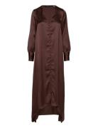 Vero Moda Vmemma Ls Long Satin Button Dress Wvn Brun