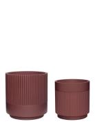 Ripple Pots Home Decoration Flower Pots Burgundy Hübsch