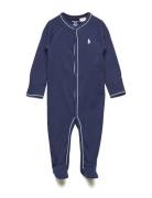 Cotton Footed Coverall Långärmad Bodysuit Blue Ralph Lauren Baby