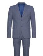 Checked Stretch Suit Kostym Blue Lindbergh