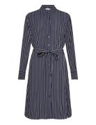 Fluid Viscose Crepe Knee Dress Knälång Klänning Navy Tommy Hilfiger