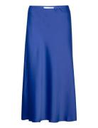 Slflena Hw Midi Skirt Noos Knälång Kjol Blue Selected Femme