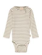 Body L/S Modal Striped Bodies Long-sleeved Green Petit Piao