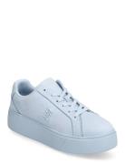 Platform Court Sneaker Nubuck Låga Sneakers Blue Tommy Hilfiger