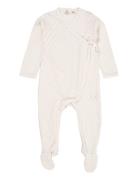 Pointelle Cross-Over Full Body Långärmad Bodysuit Cream Copenhagen Col...