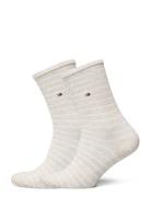 Th Women Sock 2P Small Stripe Lingerie Socks Regular Socks Beige Tommy...
