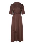 Harpergz Knot Long Dress Knälång Klänning Brown Gestuz