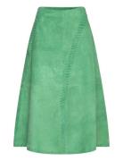 Nalyh Suede Skirt Knälång Kjol Green Hosbjerg