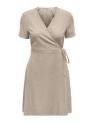 Onladdiction-Caro S/S Linen Dress Cc Pnt Kort Klänning Beige ONLY