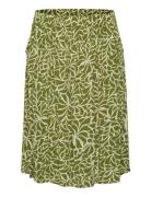 Kcami Skirt Printed Knälång Kjol Khaki Green Kaffe Curve