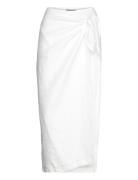 Linen Wrap Skirt Knälång Kjol White Polo Ralph Lauren