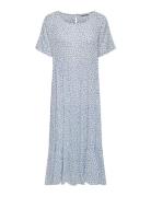 Onlmaya Life S/S Dress Wvn Noos Knälång Klänning Blue ONLY