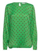 Coster Copenhagen Shirt With Wide Sleeves In Dot Prin Grön