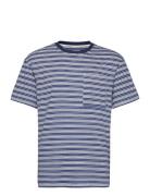 Akkikki Blue Stripe Tee Tops T-shirts Short-sleeved Multi/patterned An...