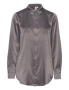 ONLY Onlvictoria Ls Loose Satin Shirt Nooswvn Grå