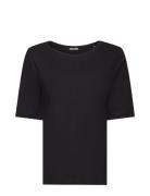 Linen Blend T-Shirt Tops T-shirts Short-sleeved Black Esprit Casual