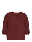 Edenaiw Top Tops Blouses Short-sleeved Burgundy InWear