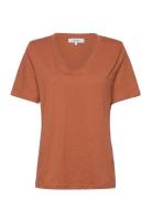 Leti V-Hals T-Shirt Tops T-shirts & Tops Short-sleeved Orange Minus