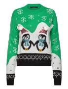 Vero Moda Vmpenguinlove Ls O-Neck Pullover Xmas Grön