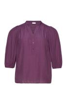 Carkeyser 3/4 Blouse Wvn Tops Blouses Short-sleeved Purple ONLY Carmak...