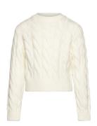 Kogcarla Ls Short Cable O-Neck Knt Tops Knitwear Pullovers Cream Kids ...