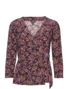 Floral Stretch Jersey Top Tops T-shirts & Tops Long-sleeved Pink Laure...