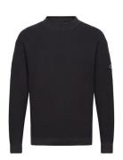 Badge Relaxed Sweater Tops Knitwear Round Necks Black Calvin Klein Jea...
