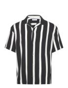 Jjjeff Resort Stripe Shirt Ss Relaxed Tops Shirts Short-sleeved Black ...