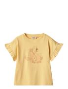 T-Shirt S/S Esther Tops T-shirts Short-sleeved Yellow Wheat