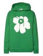 Runoja Unikko Placement Tops Sweat-shirts & Hoodies Hoodies Green Mari...