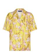 Rel Iris Print Ss Pyjama Shirt Tops Shirts Short-sleeved Yellow GANT
