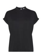 Msmavelyn Modal Blouse Tops Blouses Short-sleeved Black Minus
