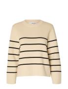 Selected Femme Slfliva Ls Knit O-Neck Noos Beige