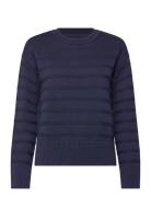 GANT Tonal Striped Cotton C-Neck Marinblå