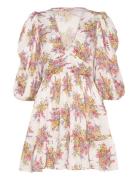 Crepe Satin Puffed Mini Dress Designers Short Dress Multi/patterned By...