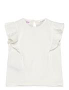 Short-Sleeved Ruffle T-Shirt Tops T-shirts Sleeveless White Mango
