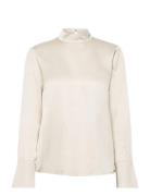 Selected Femme Slfivy Ls Satin Top B Kräm