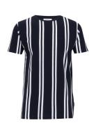 Lindbergh Striped Piqué Tee S/S Blå